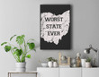 Worst State Ever Ohio Sucks Gift Premium Wall Art Canvas Decor-New Portrait Wall Art-Black