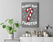 Christmas Candy Cane Sweet But Twisted Funny Christmas Xmas Premium Wall Art Canvas Decor-New Portrait Wall Art-Gray