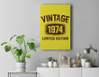 49 Years Old Vintage 1974 Limited Edition 49th Birthday Premium Wall Art Canvas Decor-New Portrait Wall Art-Yellow