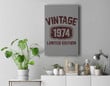 49 Years Old Vintage 1974 Limited Edition 49th Birthday Premium Wall Art Canvas Decor-New Portrait Wall Art-Gray