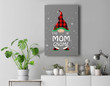 Mom Gnome Buffalo Plaid Matching Family Christmas Pajama Premium Wall Art Canvas Decor-New Portrait Wall Art-Gray