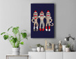 Peace Love Best Friends Hug Sock Monkey Christmas Holiday Premium Wall Art Canvas Decor-New Portrait Wall Art-Navy