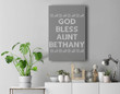 Funny God Bless Aunt Bethany Christmas Sweater Premium Wall Art Canvas Decor-New Portrait Wall Art-Gray