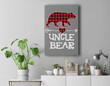 Uncle Bear Christmas Pajama Red Plaid Buffalo Family Premium Wall Art Canvas Decor-New Portrait Wall Art-Gray