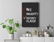Nice Naughty Hockey Player Christmas Santa Hat Boys Girls Premium Wall Art Canvas Decor-New Portrait Wall Art-Black