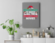 Most Likely To Watch All The Christmas Movies Santa Hat Xmas Premium Wall Art Canvas Decor-New Portrait Wall Art-Gray