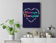 Massage Therapist Heart Word Cloud Watercolor Rainbow Premium Wall Art Canvas Decor-New Portrait Wall Art-Navy