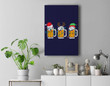 Beer Christmas Mug Santa Reinbeer Xmas Tree Lights Men Women Premium Wall Art Canvas Decor-New Portrait Wall Art-Navy