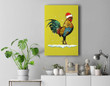 Rooster Santa Hat Merry Christmas Matching Family Pajama Premium Wall Art Canvas Decor-New Portrait Wall Art-Yellow