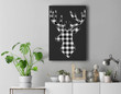 Reindeer Deer Christmas Buffalo Plaid Holiday Pajama Gifts Premium Wall Art Canvas Decor-New Portrait Wall Art-Black