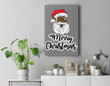 Black Winking Santa Merry Christmas African American Santa Premium Wall Art Canvas Decor-New Portrait Wall Art-Gray