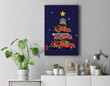 Firefighter Fire Truck Christmas Tree Xmas Gifts Premium Wall Art Canvas Decor-New Portrait Wall Art-Navy