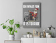 Santa Claus Riding Motorcycle Bike Cool Biker Christmas Premium Wall Art Canvas Decor-New Portrait Wall Art-Gray