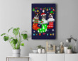 Christmas Socks Pajama Boston Terrier Dog Puppy Lover Premium Wall Art Canvas Decor-New Portrait Wall Art-Navy