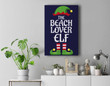 Beach Lover Elf Family Matching Group Christmas Premium Wall Art Canvas Decor-New Portrait Wall Art-Navy