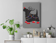 Matching Christmas Pajama Scottie Dog lights Family Premium Wall Art Canvas Decor-New Portrait Wall Art-Gray