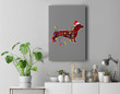 Dachshund Dog Lights Christmas Matching Family Premium Wall Art Canvas Decor-New Portrait Wall Art-Gray