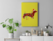 Dachshund Dog Lights Christmas Matching Family Premium Wall Art Canvas Decor-New Portrait Wall Art-Yellow