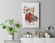 African grey parrot Gorgeous Reindeer Christmas Tree Premium Wall Art Canvas Decor-New Portrait Wall Art-White