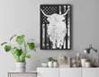 American Flag - Scottish Highland Cow For Cattle Farmer Premium Wall Art Canvas Decor-New Portrait Wall Art-Black