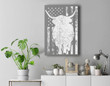 American Flag - Scottish Highland Cow For Cattle Farmer Premium Wall Art Canvas Decor-New Portrait Wall Art-Gray