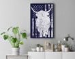 American Flag - Scottish Highland Cow For Cattle Farmer Premium Wall Art Canvas Decor-New Portrait Wall Art-Navy
