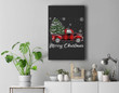 Buffalo Plaid Christmas Tree Vintage Red Truck Xmas Pajama Premium Wall Art Canvas Decor-New Portrait Wall Art-Black