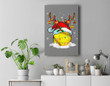 Reindeer &amp; Santa Hat Softball Funny Softball Mom Christmas Premium Wall Art Canvas Decor-New Portrait Wall Art-Gray