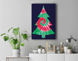 Groovy Christmas Tie Dye Tree Tye Die Top Premium Wall Art Canvas Decor-New Portrait Wall Art-Navy