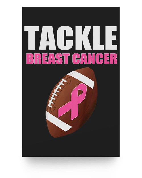 Kids Football Pink Ribbon Breast Cancer Awareness for Boys Poster
