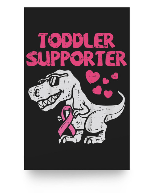 Kids Toddler Supporter T-Rex Kids Breast Cancer Awareness Boys Poster