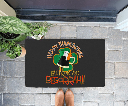 Thanksgiving Day American Irish Funny Shamrock Beer Gift Doorrmat