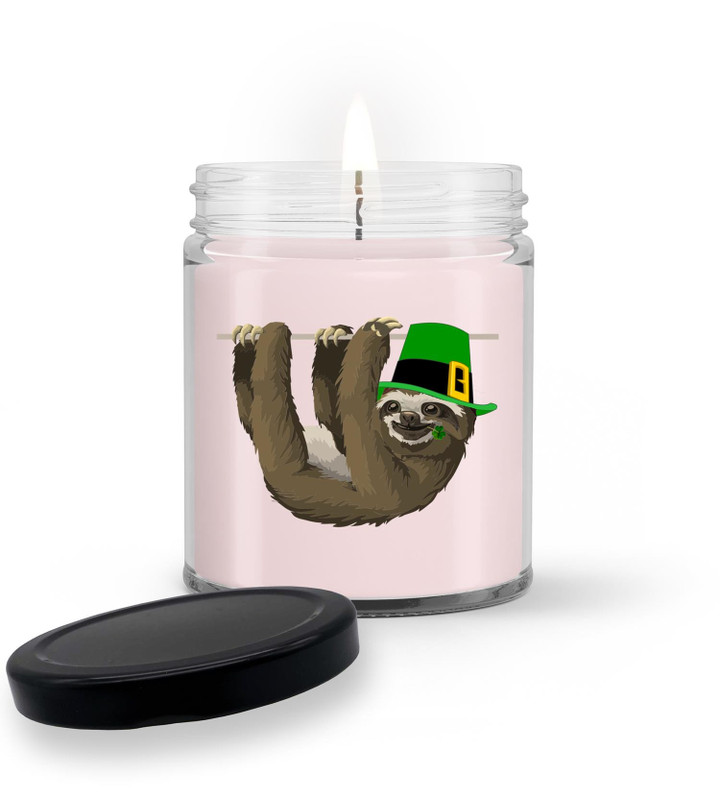 Funny Saint Patrick's Day for Women or Men LS Sloth Soy Wax Candle-Candle DS-Pink