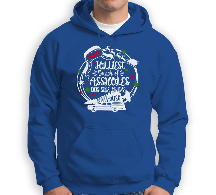 Craziest Jolliest Bunch Of Assholes Funny Christmas Tree Car Sweatshirt & Hoodie-Adult Hoodie-Royal
