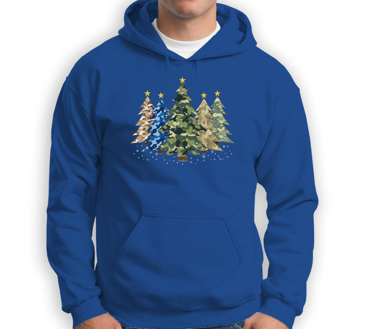 Camo Print Christmas Trees with Camouflage Print Xmas Sweatshirt & Hoodie-Adult Hoodie-Royal