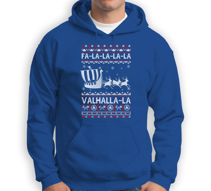 Fa La La Valhalla Viking Ship Ugly Christmas Xmas Sweatshirt & Hoodie-Adult Hoodie-Royal