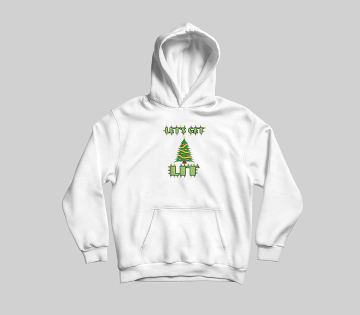 Lets Get Lit Christmas Its Drinking Dirty Adult Pajama Youth Hoodie & T-Shirt-Youth Hoodie-White