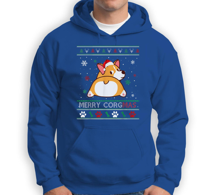 Merry Corgmas Merry Christmas Corgi Ugly Sweater Funny Xmas Sweatshirt & Hoodie-Adult Hoodie-Royal