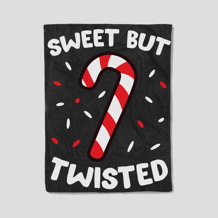 Christmas Candy Cane Sweet But Twisted Funny Christmas Xmas Fleece Blanket-30X40 In-Black