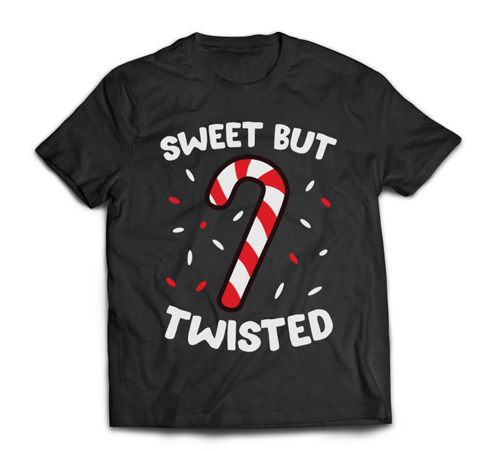 Christmas Candy Cane Sweet But Twisted Funny Christmas Xmas T-shirt-Men-Black