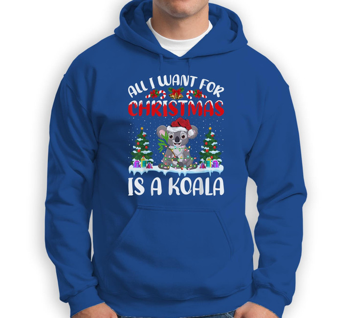 Funny Santa Hat All I Want For Christmas Is A Koala Sweatshirt & Hoodie-Adult Hoodie-Royal