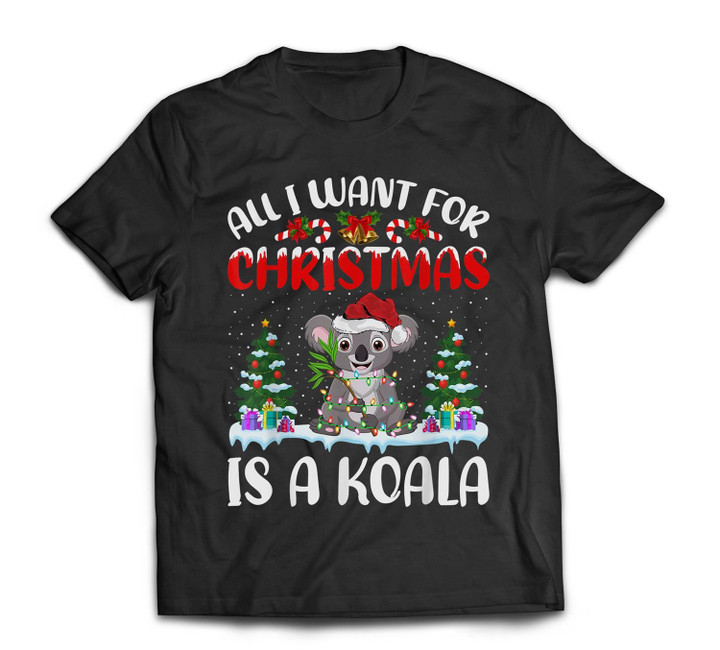 Funny Santa Hat All I Want For Christmas Is A Koala T-shirt-Men-Black