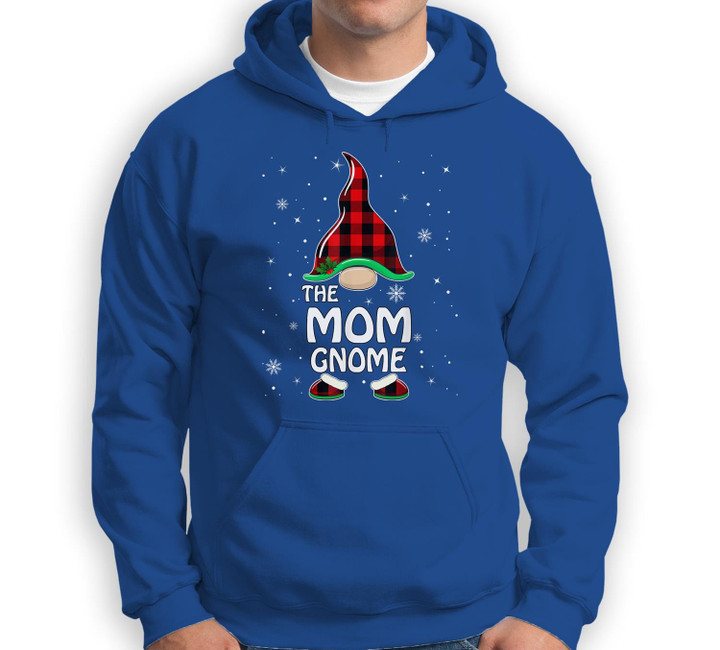 Mom Gnome Buffalo Plaid Matching Family Christmas Pajama Sweatshirt & Hoodie-Adult Hoodie-Royal