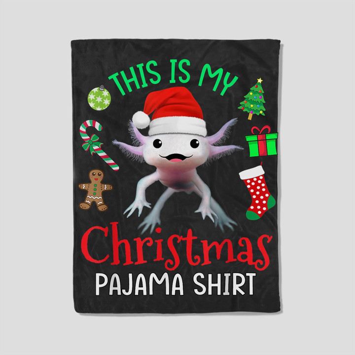 This is my Christmas Pajama Axolotl Santa Claus Xmas Fleece Blanket-30X40 In-Black