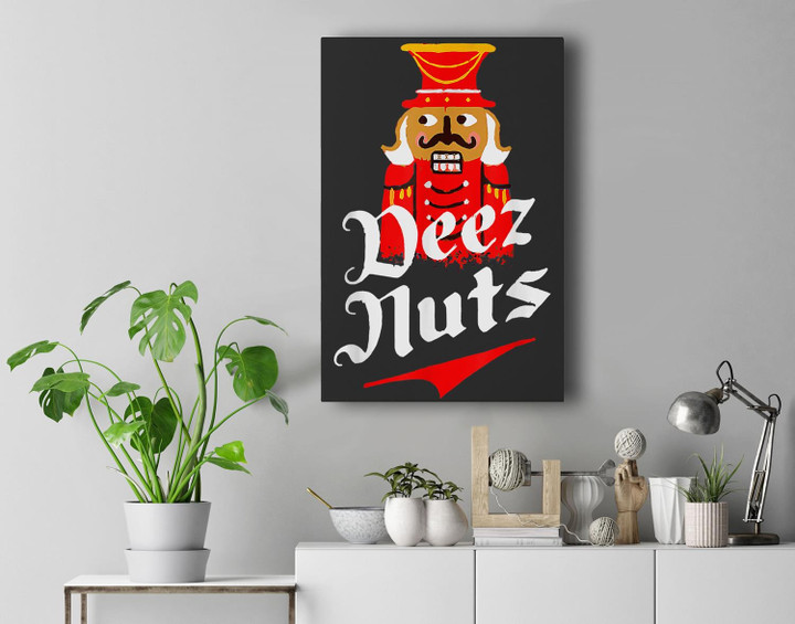 Deez Nuts Nutcracker Funny Ugly Christmas Sweater Xmas Premium Wall Art Canvas Decor-New Portrait Wall Art-Black