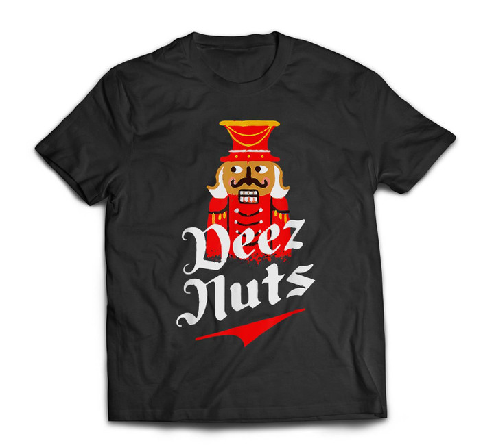 Deez Nuts Nutcracker Funny Ugly Christmas Sweater Xmas T-shirt-Men-Black