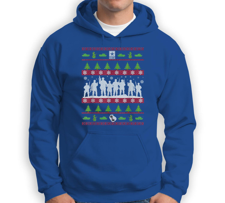 US Army Ugly Christmas Sweater Military Sweatshirt & Hoodie-Adult Hoodie-Royal