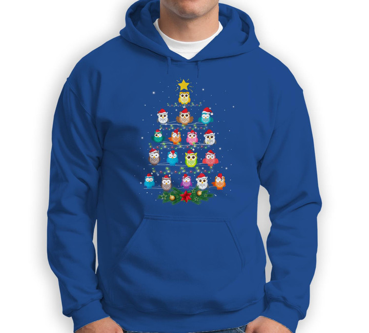 Owl Christmas Tree Lights Xmas Pajama Gifts For Owl Lovers Sweatshirt & Hoodie-Adult Hoodie-Royal