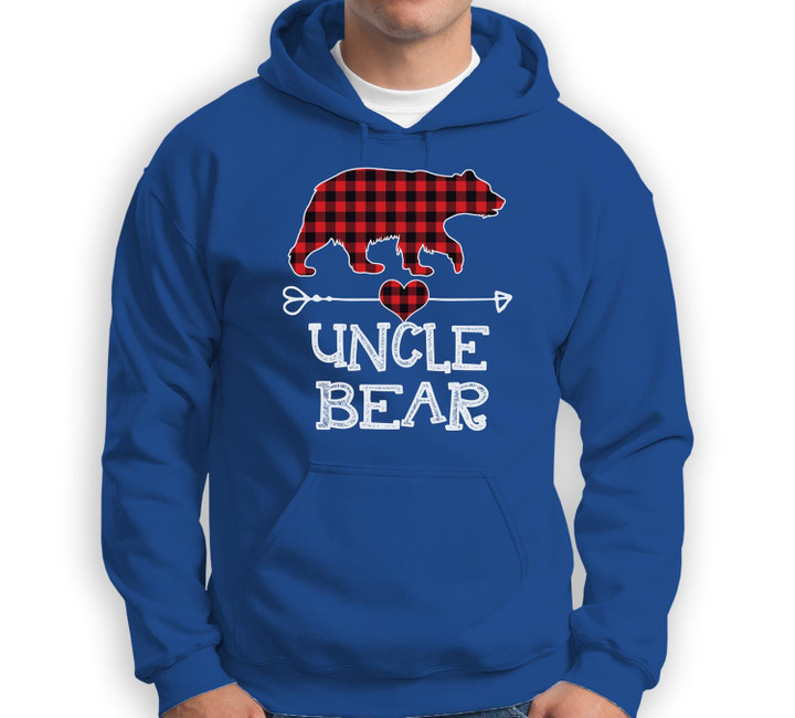 Uncle Bear Christmas Pajama Red Plaid Buffalo Family Sweatshirt & Hoodie-Adult Hoodie-Royal