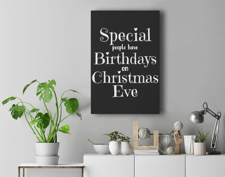 Christmas Eve Birthday December 24th Birthday Premium Wall Art Canvas Decor-New Portrait Wall Art-Black